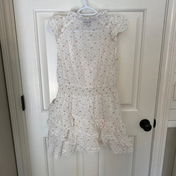 The Shirt Rochelle Behrens White Floral Sleeveless Ruffle Dress, 33789 - Picture 4 of 11